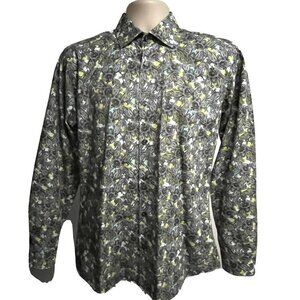 Jared Lang Mens Paisley Button Front Casual Dress Shirt Medium Cotton
